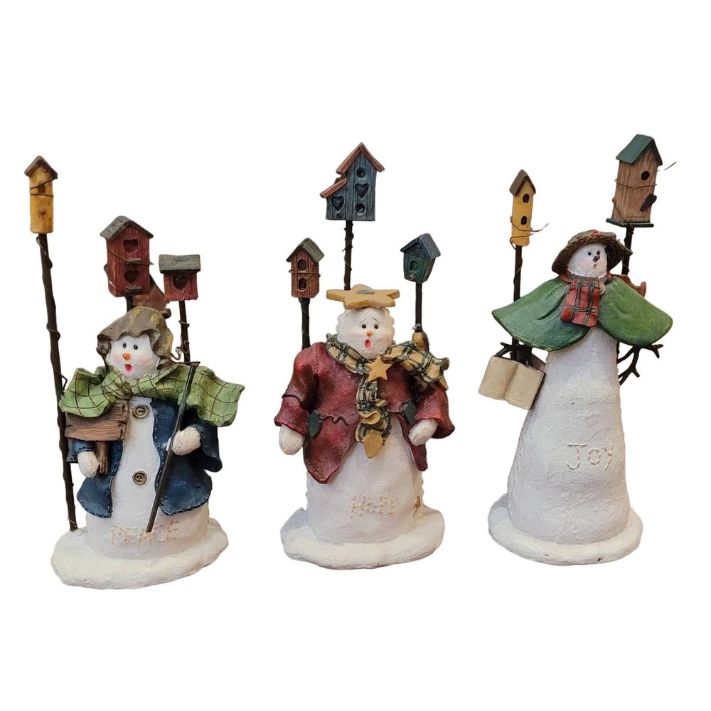 Deb Strain Snowman Christmas Figurines Gardening - Peace, Hope & Joy Vintage